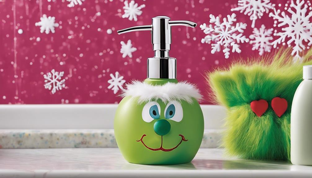 festive grinch themed soap dispensers
