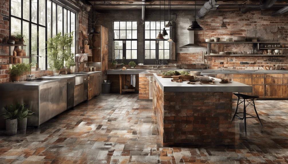 rustic industrial kitchen flooring