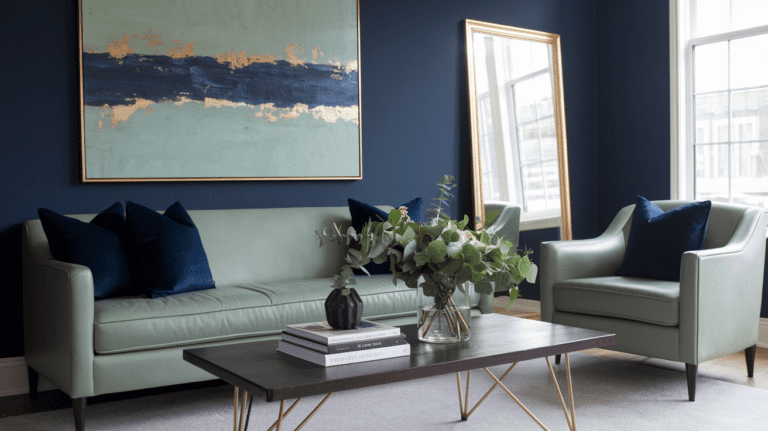 Designing a Sage Green and Navy Blue Living Room - DexDecor