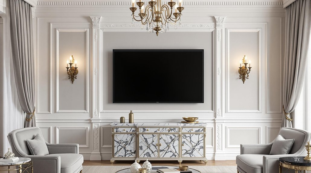 elegant neoclassical tv walls