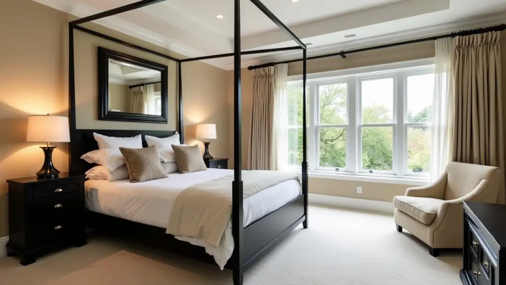 beige and black bedroom elegance