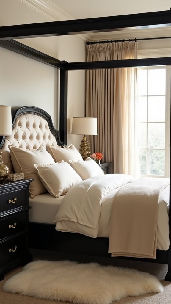 black and cream bedding options
