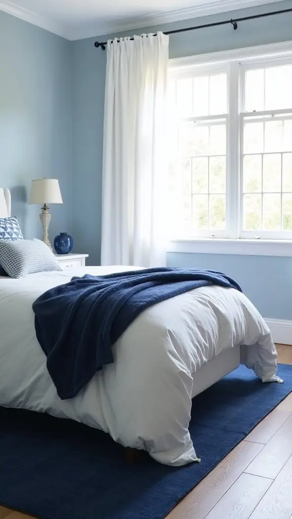 blue and white accents