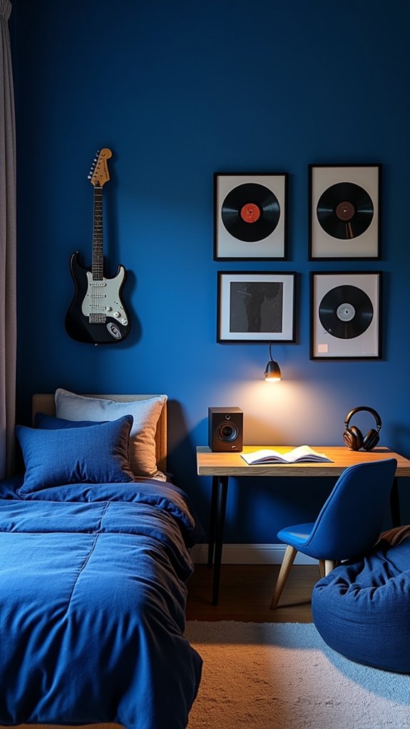 blue music themed interior design