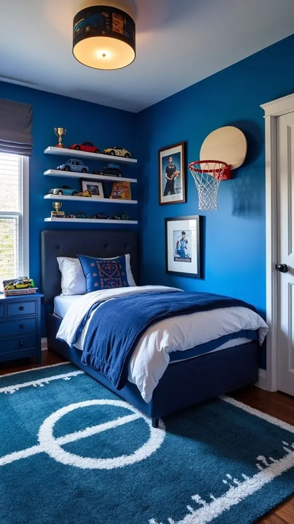 blue sports themed room design