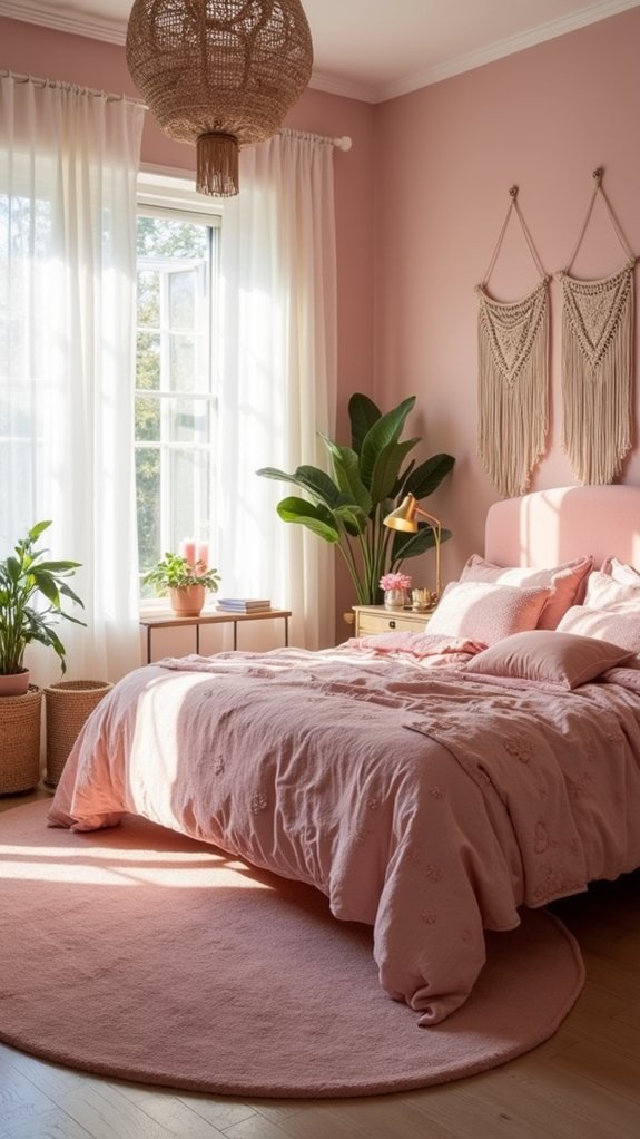 bohemian pink bedroom design