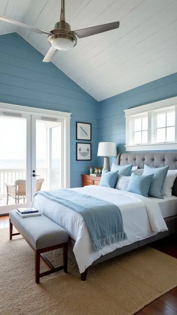 bold blue shiplap walls