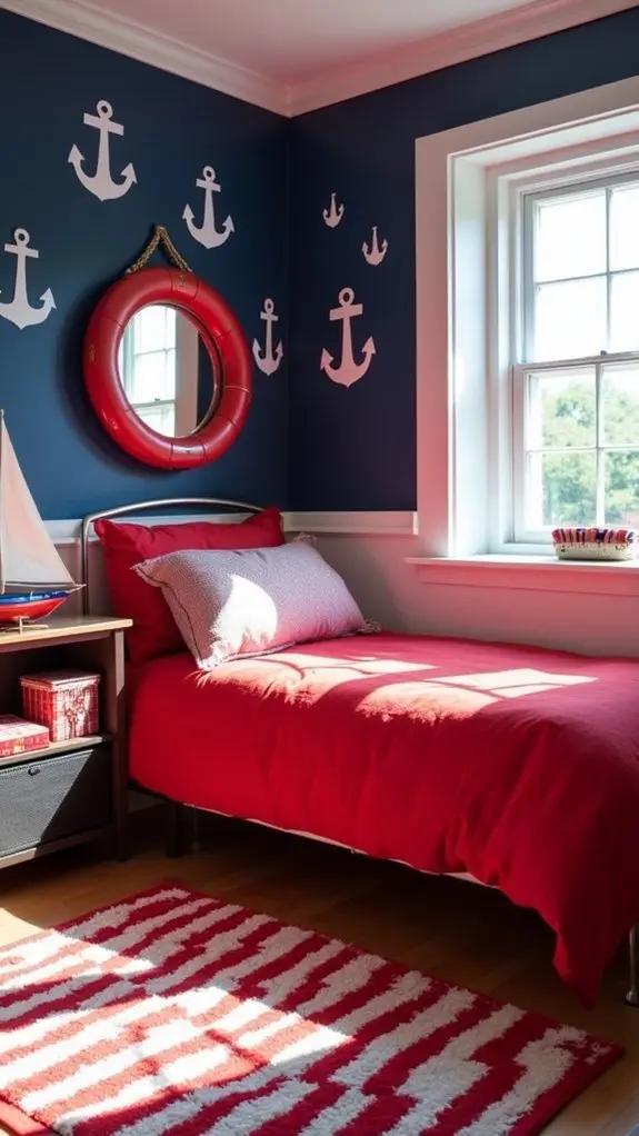 nautical decor with red