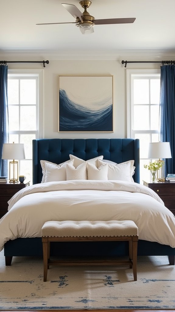 navy and cream artwork