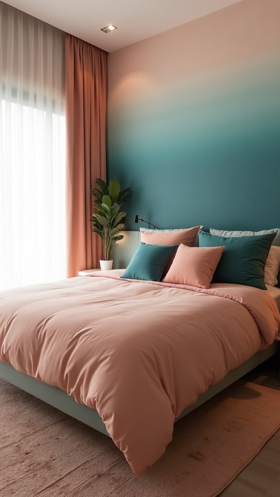 ombre teal wall aesthetics