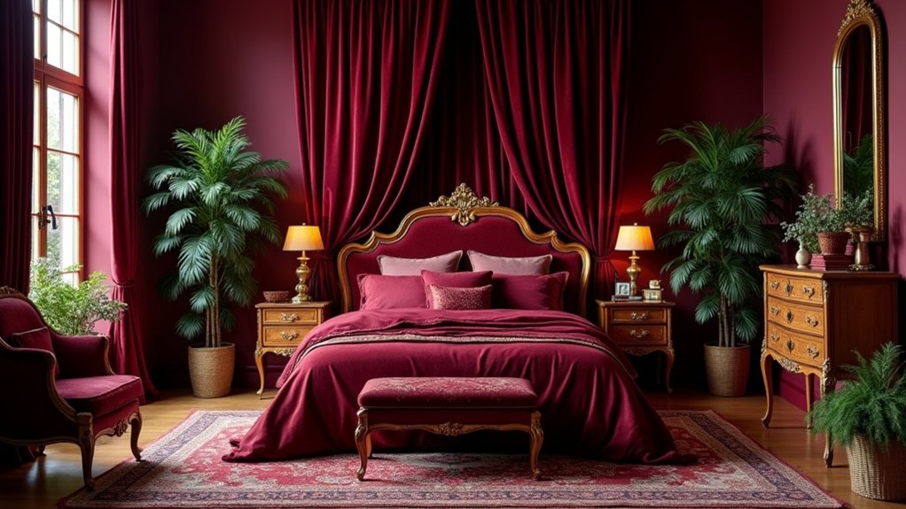 rich and cozy burgundy bedrooms
