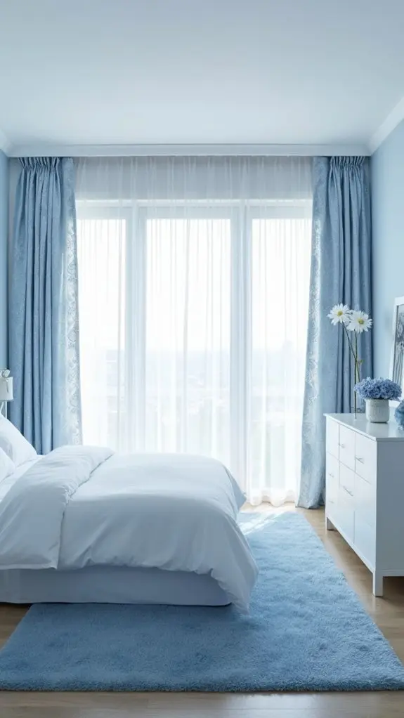 sophisticated blue and white curtains