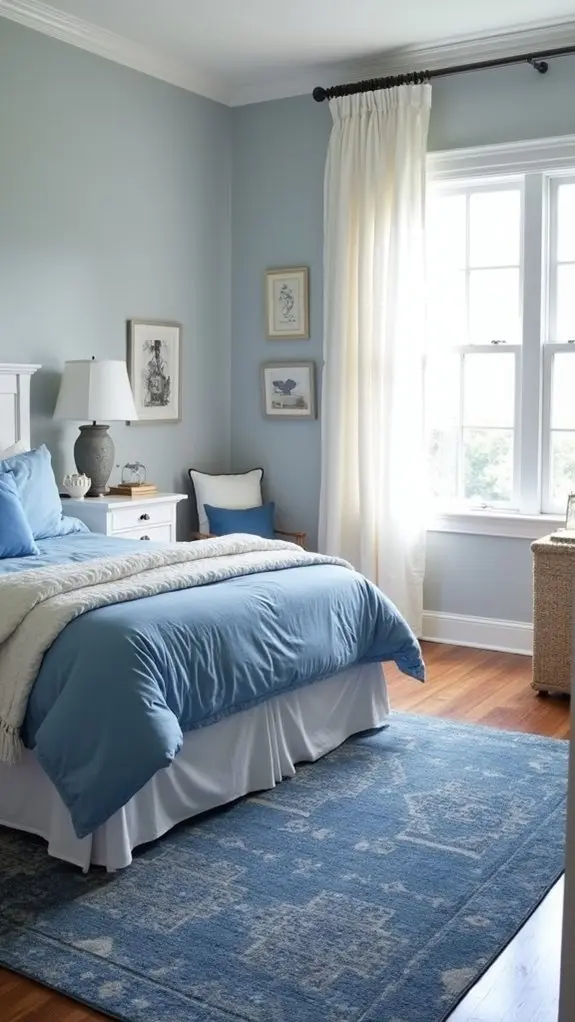 statement blue area rug
