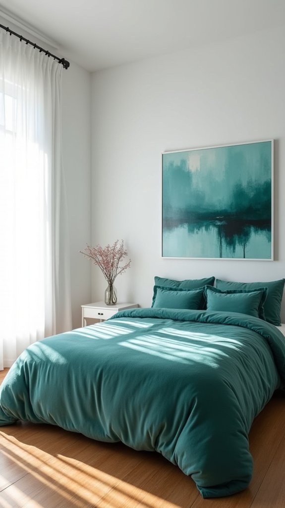 teal accents enhance artwork