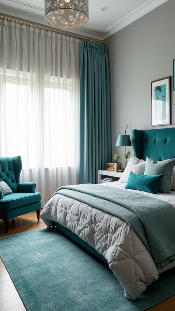 teal accents in grey