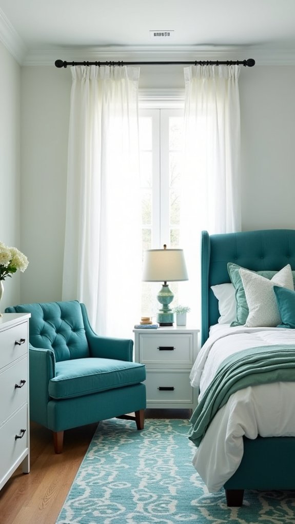 teal and white decor