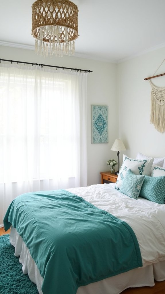 teal bohemian bedroom decor