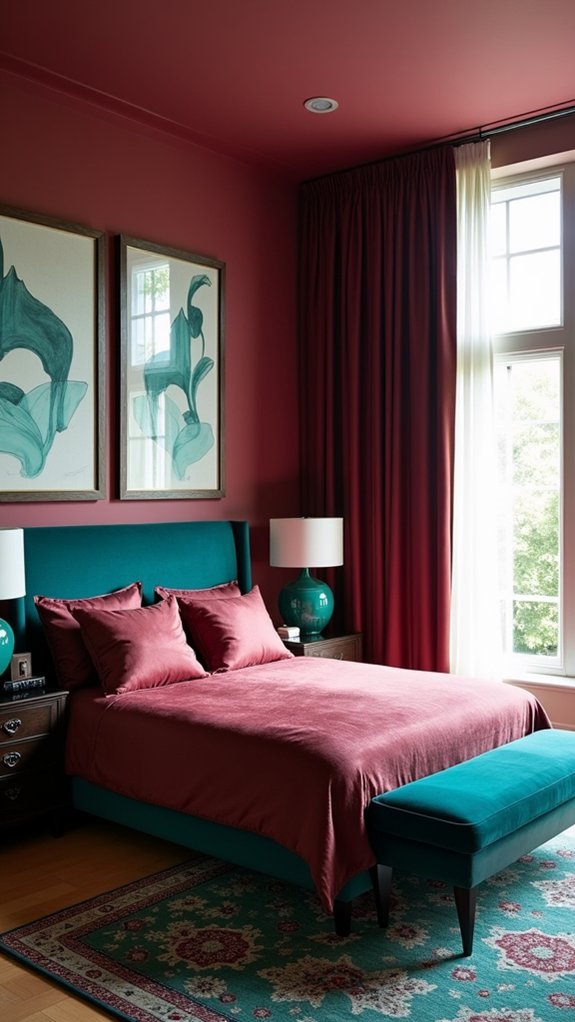 teal burgundy art decor fusion