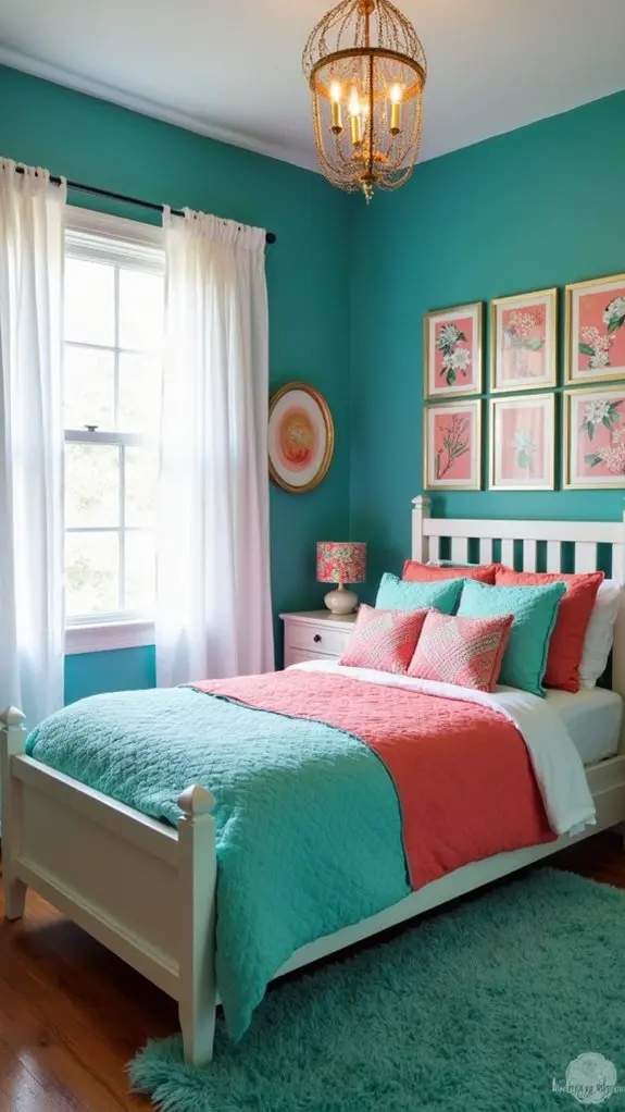 teal inspired wall art integration