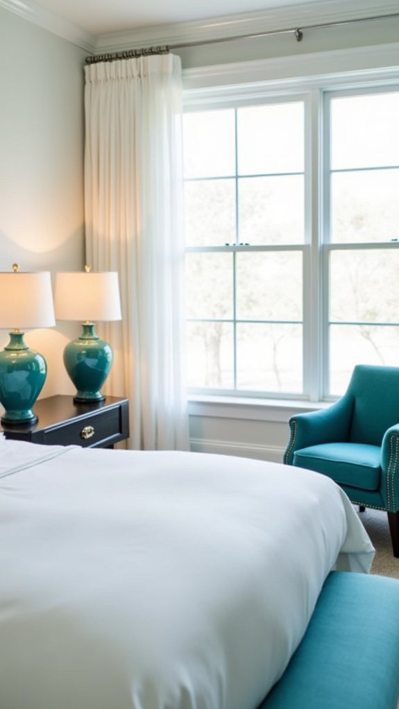 teal table lamp highlights
