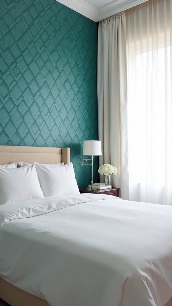 teal wallpaper focal point