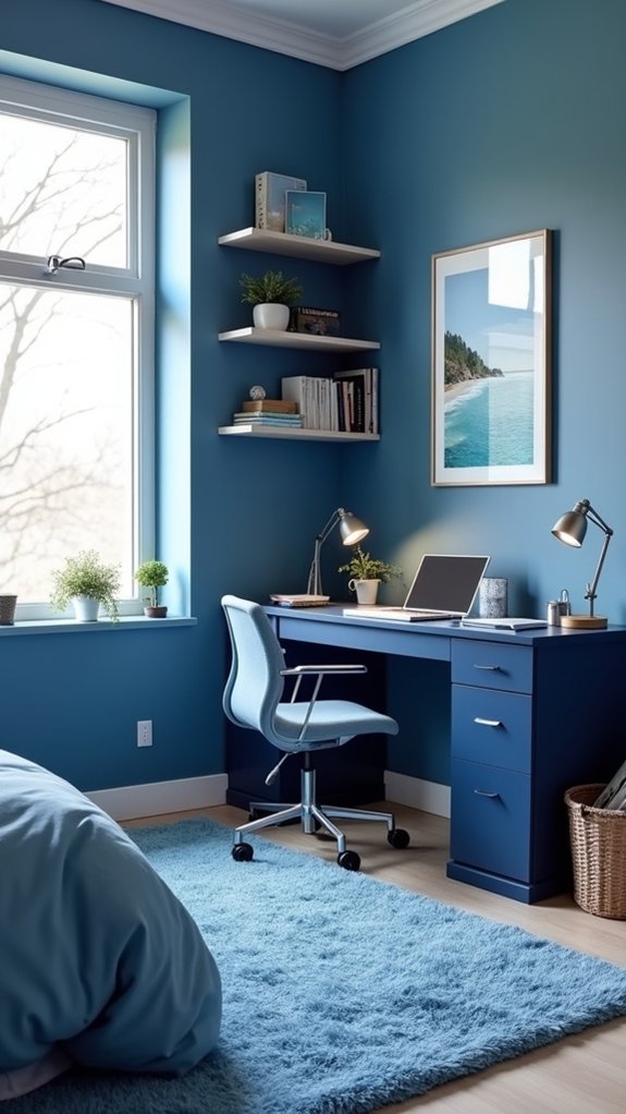 tranquil blue study space