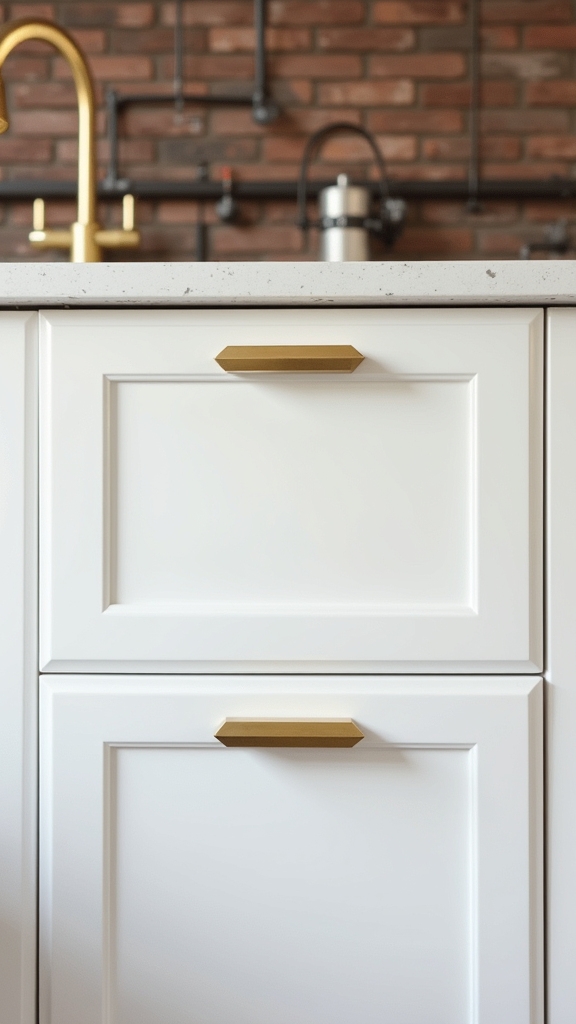 angular gold handles contrast
