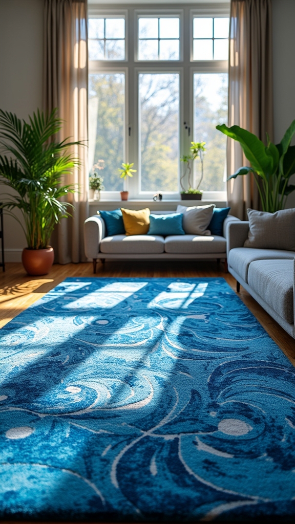 artistic patterned blue rugs