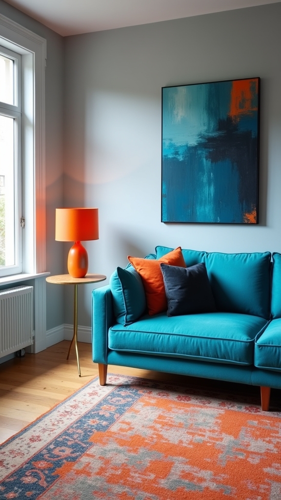 balanced blue and orange accents