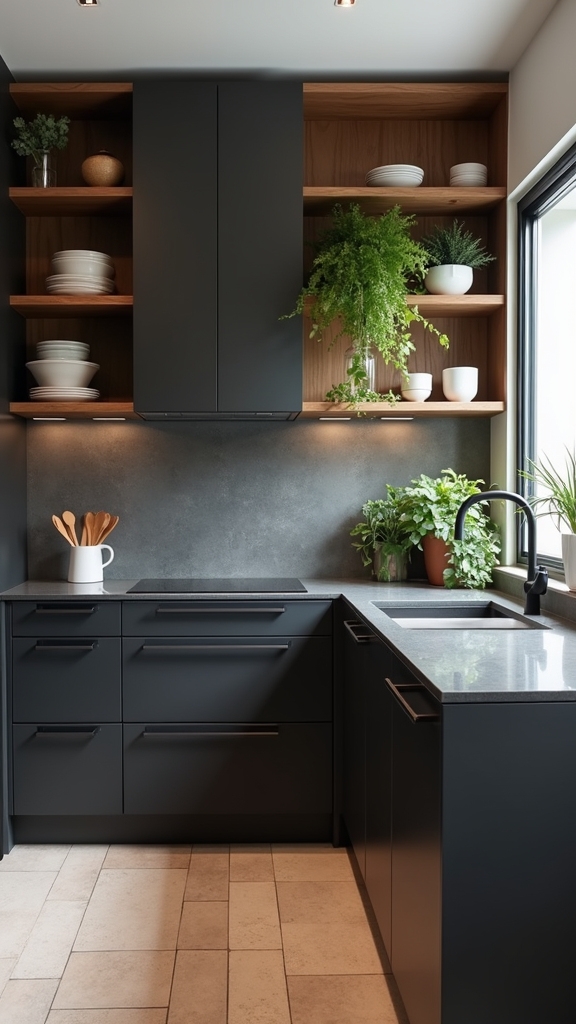 balancing black cabinets beautifully
