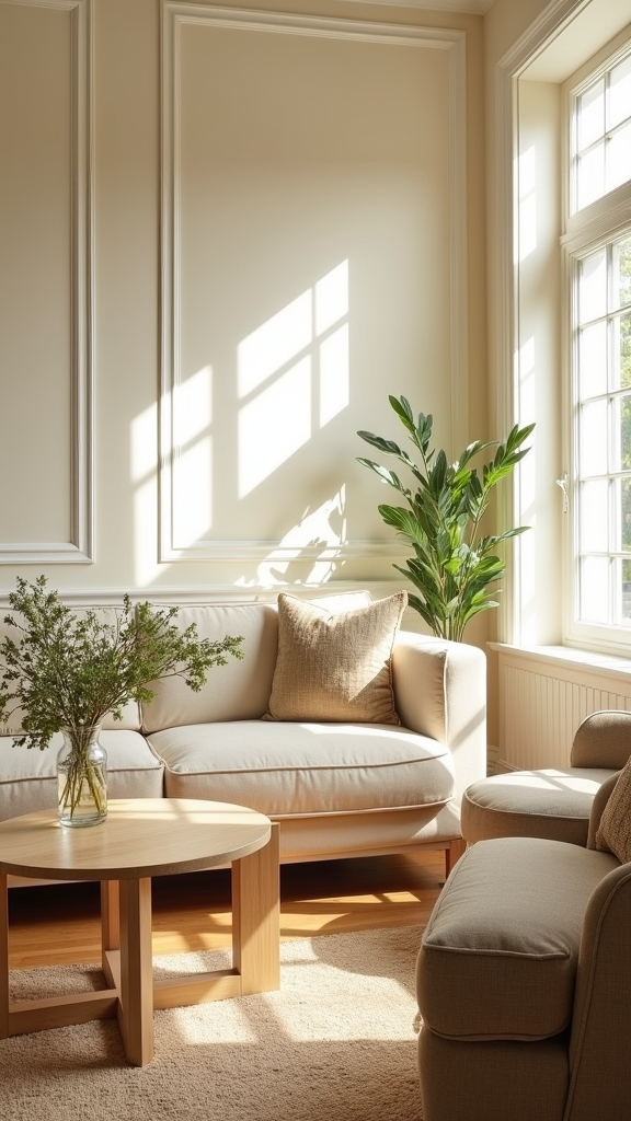 beige accents warm white spaces