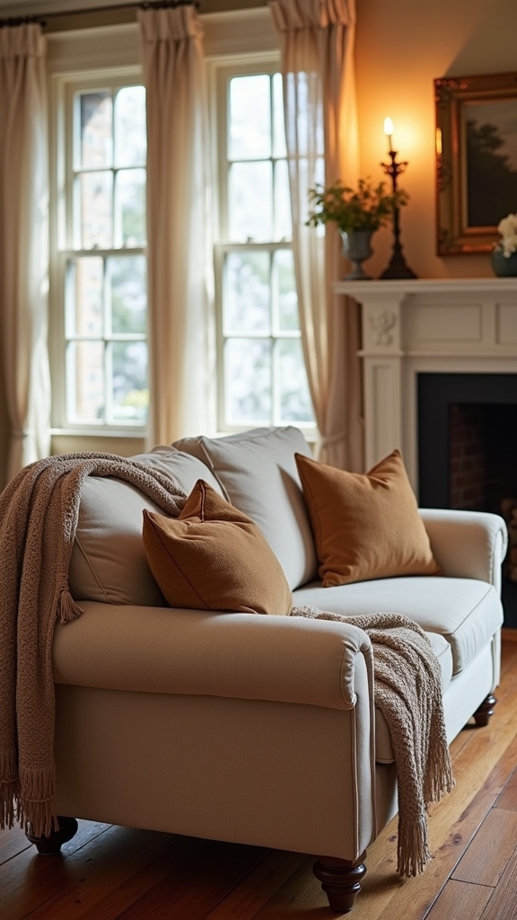 beige couch complements architecture