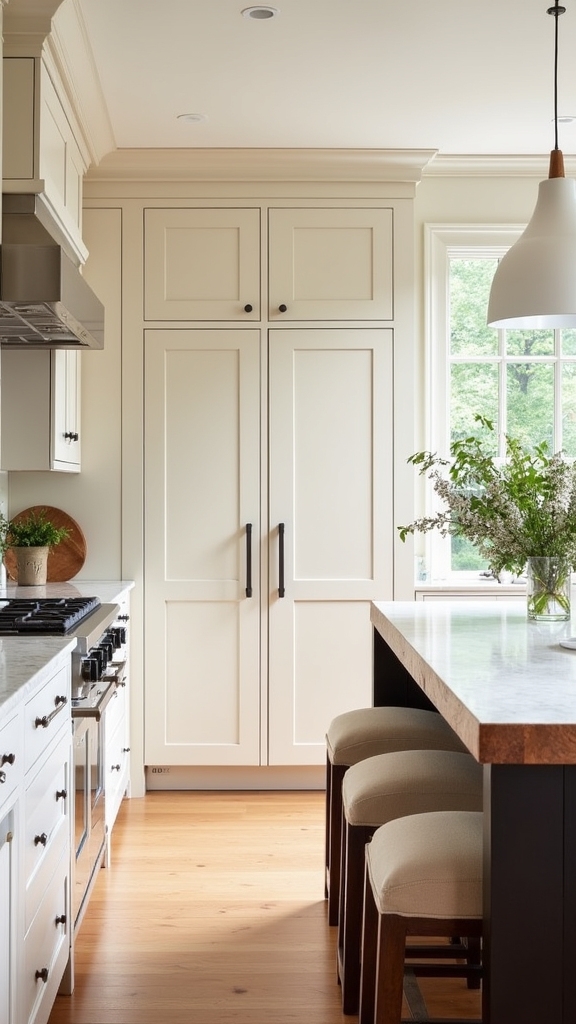 beige doors enhance kitchen contrast