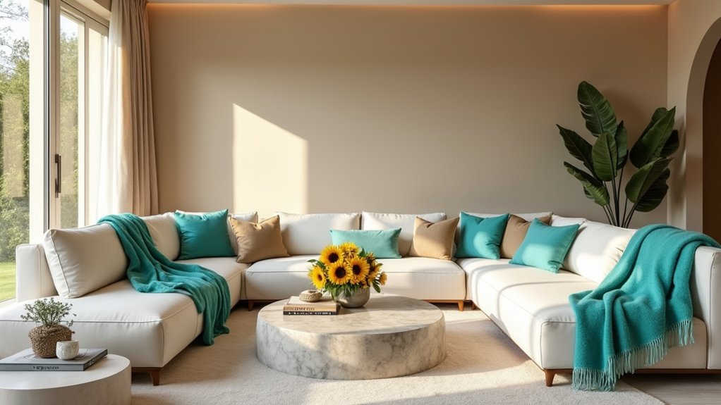 beige living room vibrance