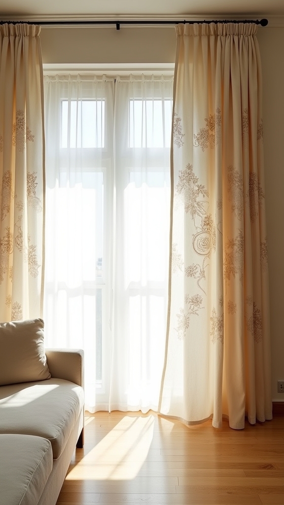 beige patterned curtains versatility