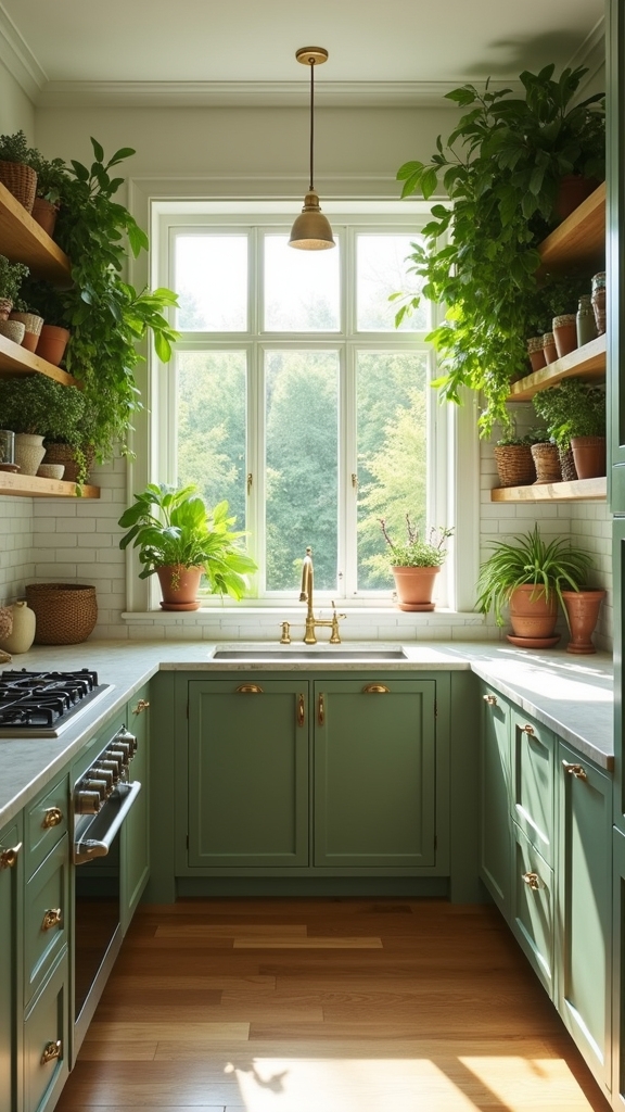 biophilic sage green kitchens