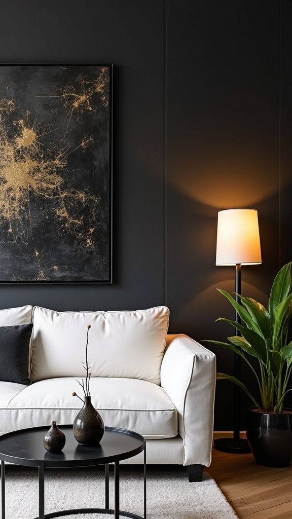 black accent wall sophistication