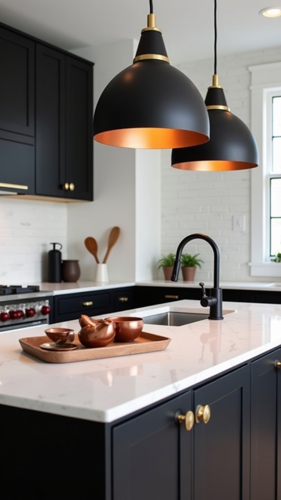 black and brass contrast