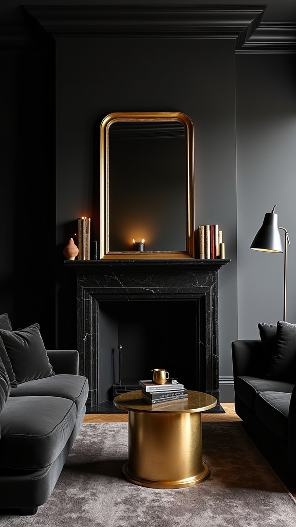 black and metallic contrast