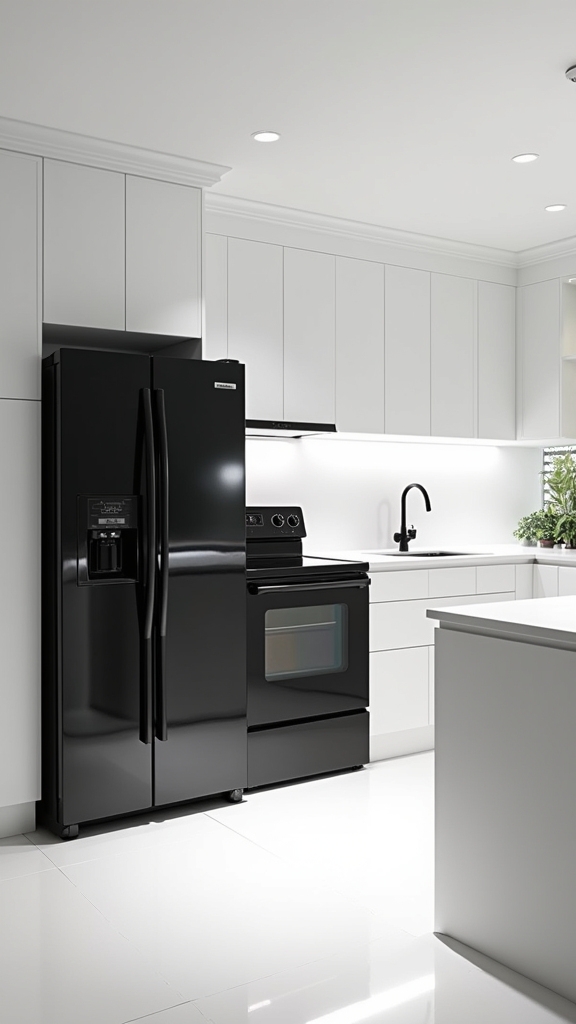 black appliances white surroundings