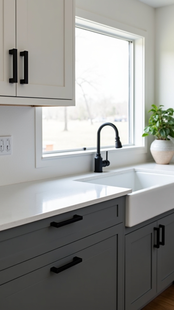 black bar pulls contrast kitchens