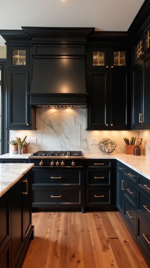 black cabinets brass elegance