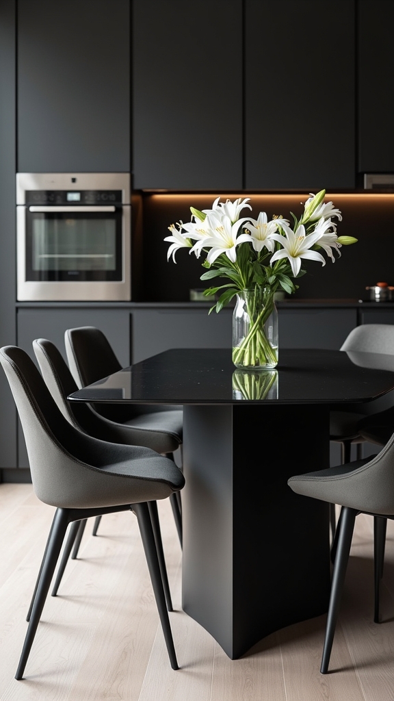 black glass topped tables