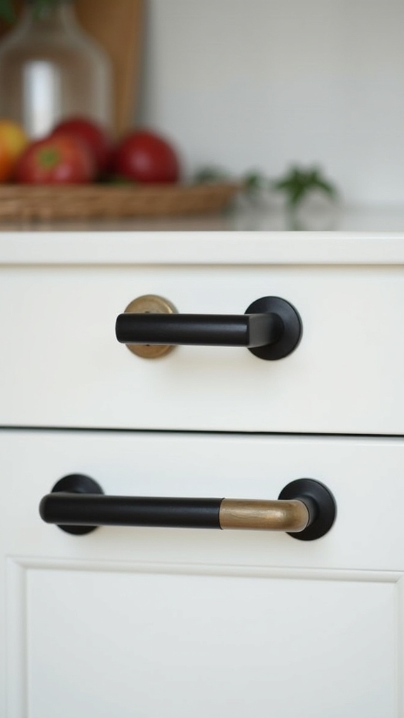black handles brass accents