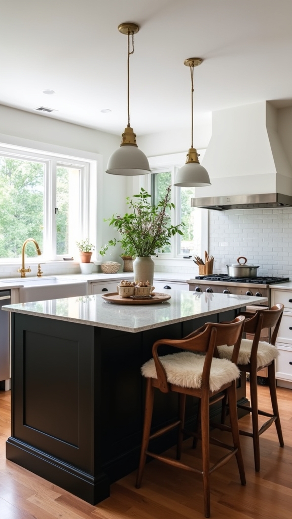 black island white cabinets