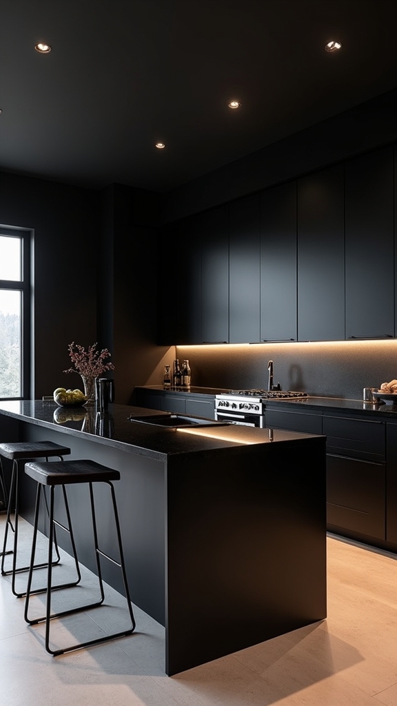 black kitchen island focal point