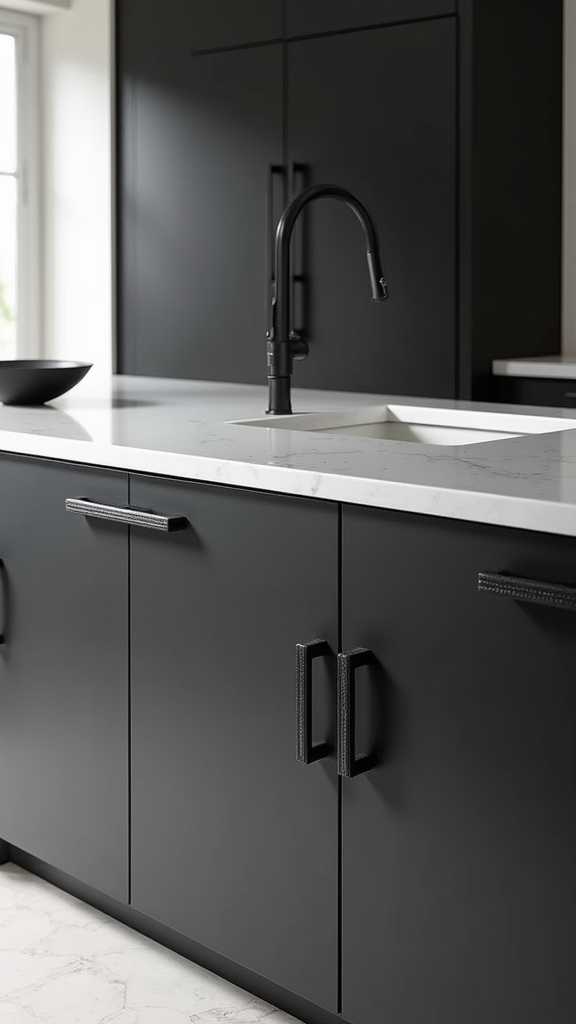 black leather pulls elegance
