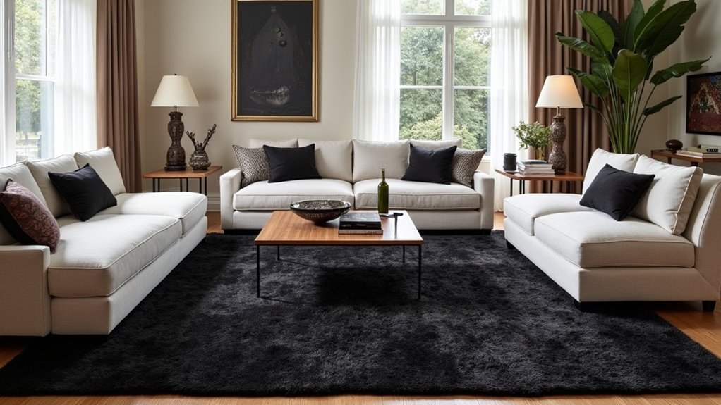 black rug living room ideas