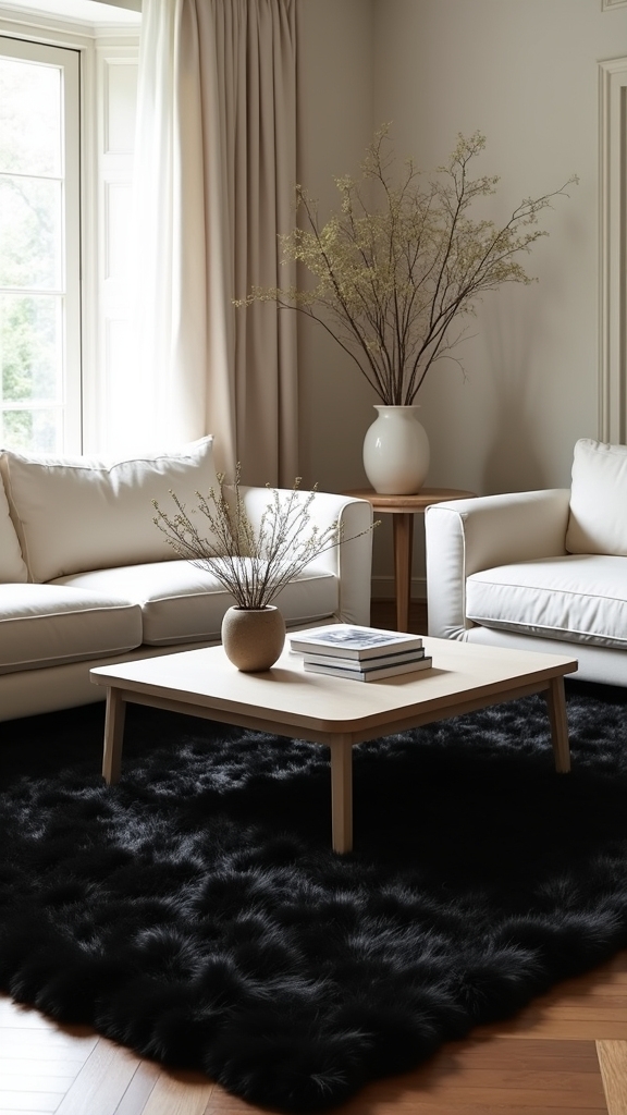 black rugs light furniture
