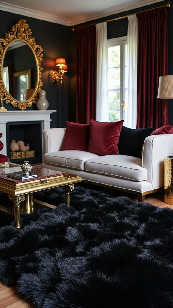 black rugs with metallics